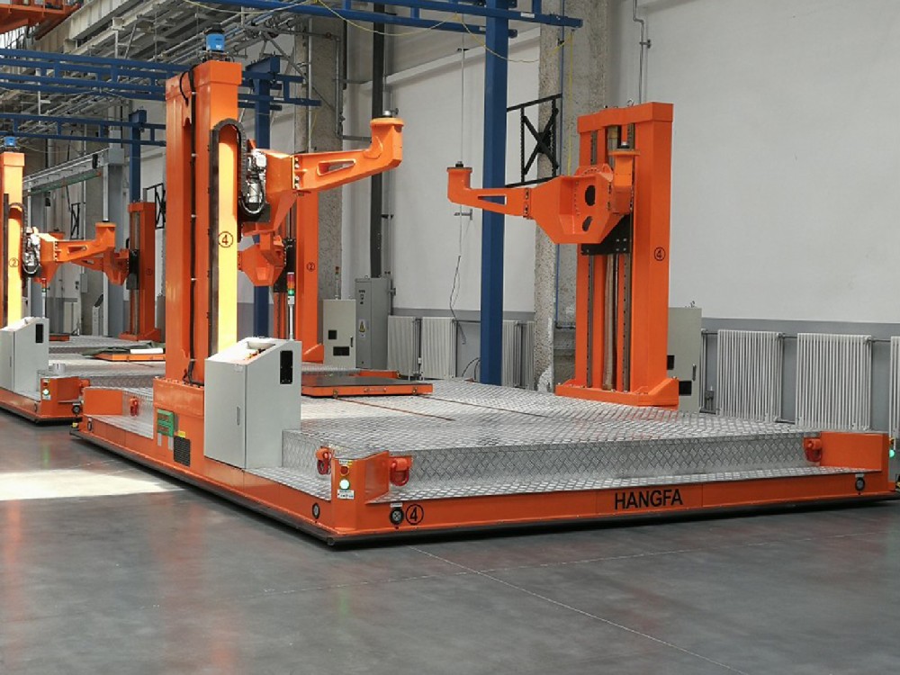 Application of 13t heavy-duty omnidirectional vehicle in automatic assembly line of bogie frame