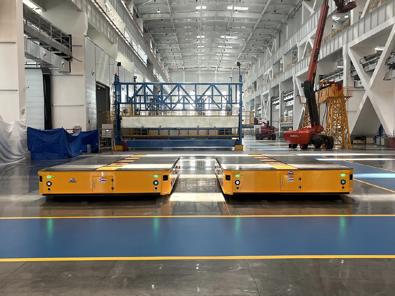 150t dual car linkage heavy-duty omnidirectional vehicle applied to indoor and outdoor transportatio